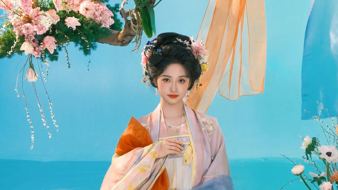 4k古风簪花美女壁纸|粉衣汉服背景图片 - 蓝调花境人像「哲风壁纸」 4k古风簪花美女壁纸|粉衣汉服背景图片 - 蓝调花境人像「哲风壁纸」