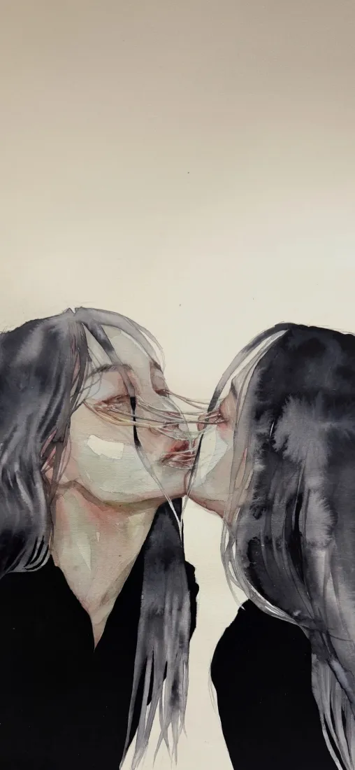 双生少女手机壁纸|对吻插画背景图片 - 黑衫长发「哲风壁纸」 双生少女手机壁纸|对吻插画背景图片 - 黑衫长发「哲风壁纸」