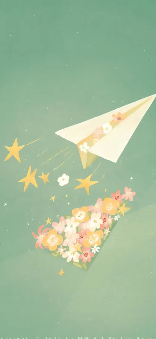 纸飞机手机壁纸｜清新治愈背景图片 - 花簇星星插画「哲风壁纸」
