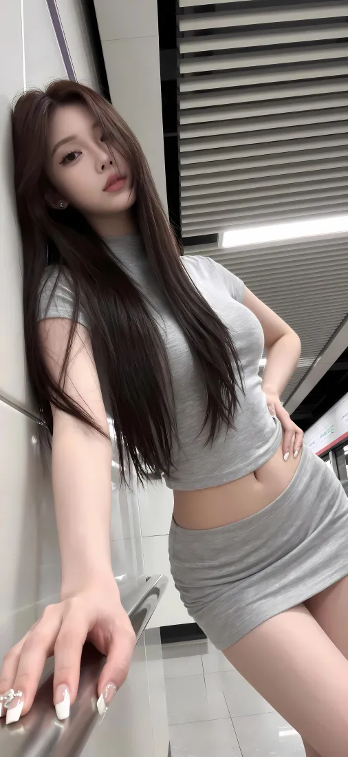 灰裙美女手机壁纸|地铁自拍背景图片 - 长发辣妹「哲风壁纸」 灰裙美女手机壁纸|地铁自拍背景图片 - 长发辣妹「哲风壁纸」