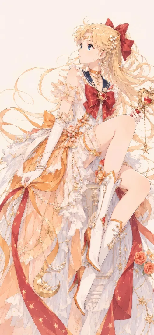 月野兔手机壁纸|美少女战士背景图片 - 红蝴蝶结飘带礼服插画「哲风壁纸」 月野兔手机壁纸|美少女战士背景图片 - 红蝴蝶结飘带礼服插画「哲风壁纸」