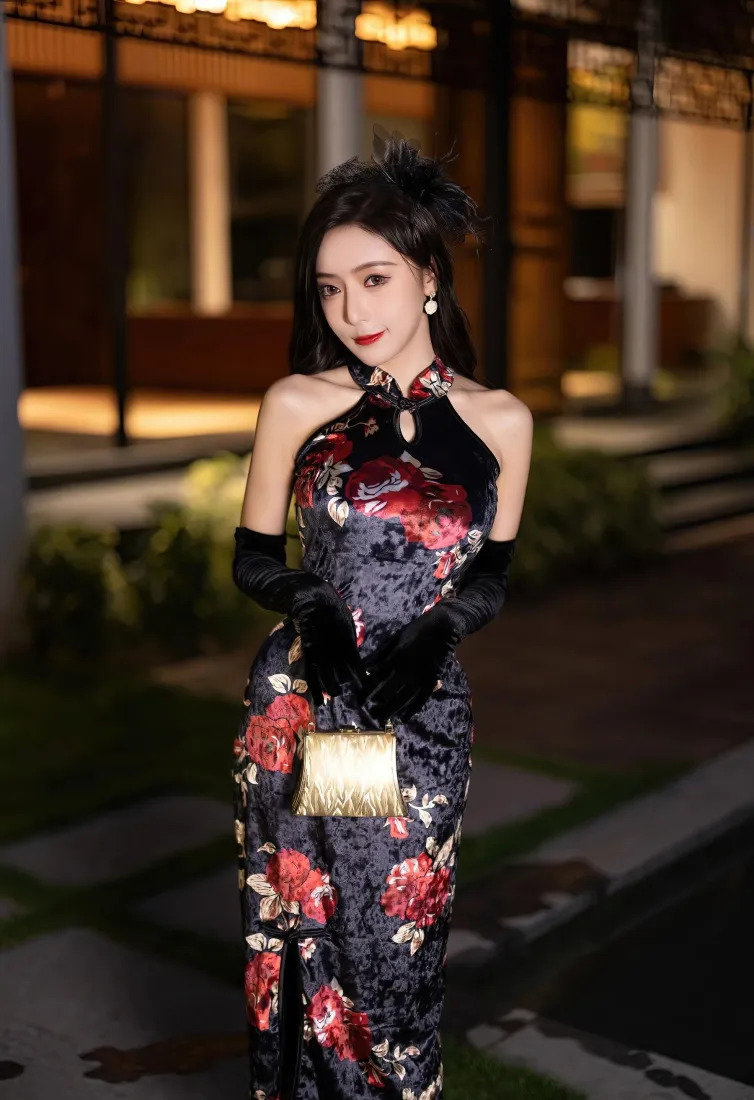 旗袍美女手机壁纸｜夜景街拍背景图片 - 复古国风「哲风壁纸」