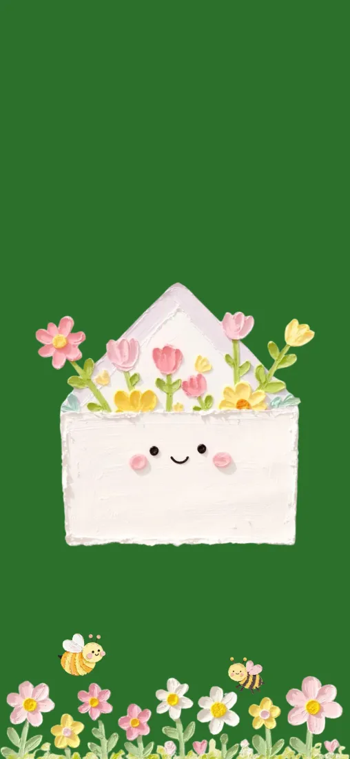 可爱信封花束手机壁纸|绿色治愈背景图片 - 清新小花蜜蜂插画「哲风壁纸」 可爱信封花束手机壁纸|绿色治愈背景图片 - 清新小花蜜蜂插画「哲风壁纸」