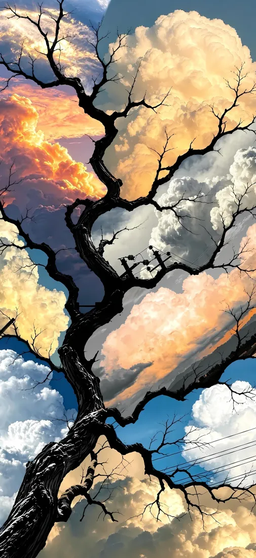 创意树木插画|天空云朵背景图片 - 超现实拼贴艺术「哲风壁纸」 创意树木插画|天空云朵背景图片 - 超现实拼贴艺术「哲风壁纸」
