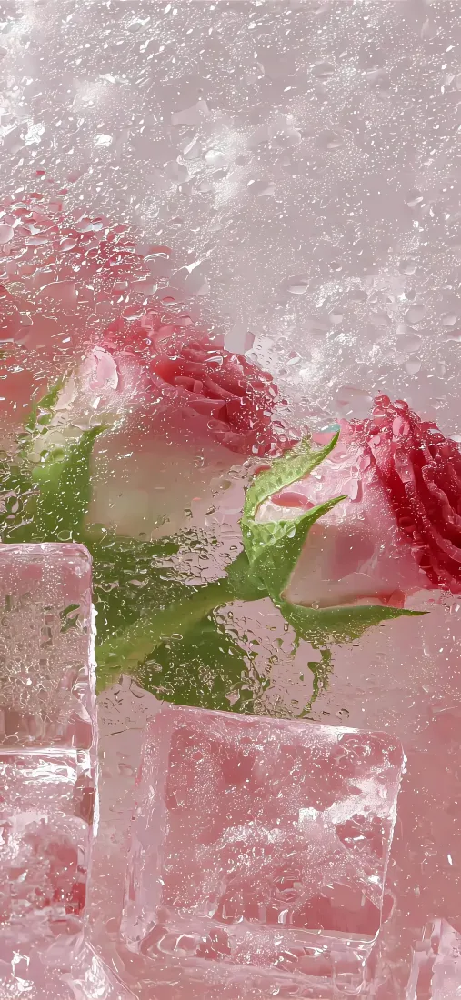 冰冻玫瑰手机壁纸|冰块花朵背景图片 - 粉红花萼特写「哲风壁纸」 冰冻玫瑰手机壁纸|冰块花朵背景图片 - 粉红花萼特写「哲风壁纸」