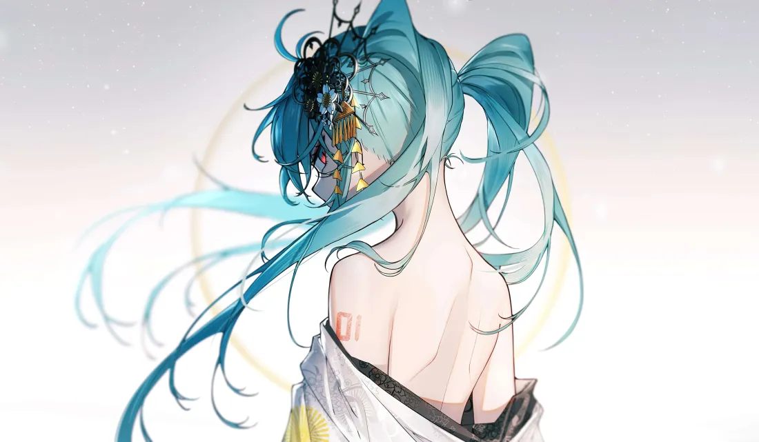7k初音未来壁纸|背影露背图片 - 蓝发双马尾日系插画「哲风壁纸」 7k初音未来壁纸|背影露背图片 - 蓝发双马尾日系插画「哲风壁纸」