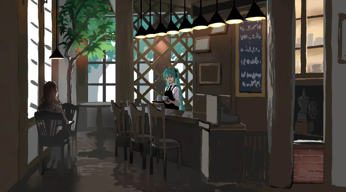 7k初音未来壁纸|咖啡厅场景背景图片 - 店员制服室内插画「哲风壁纸」 7k初音未来壁纸|咖啡厅场景背景图片 - 店员制服室内插画「哲风壁纸」