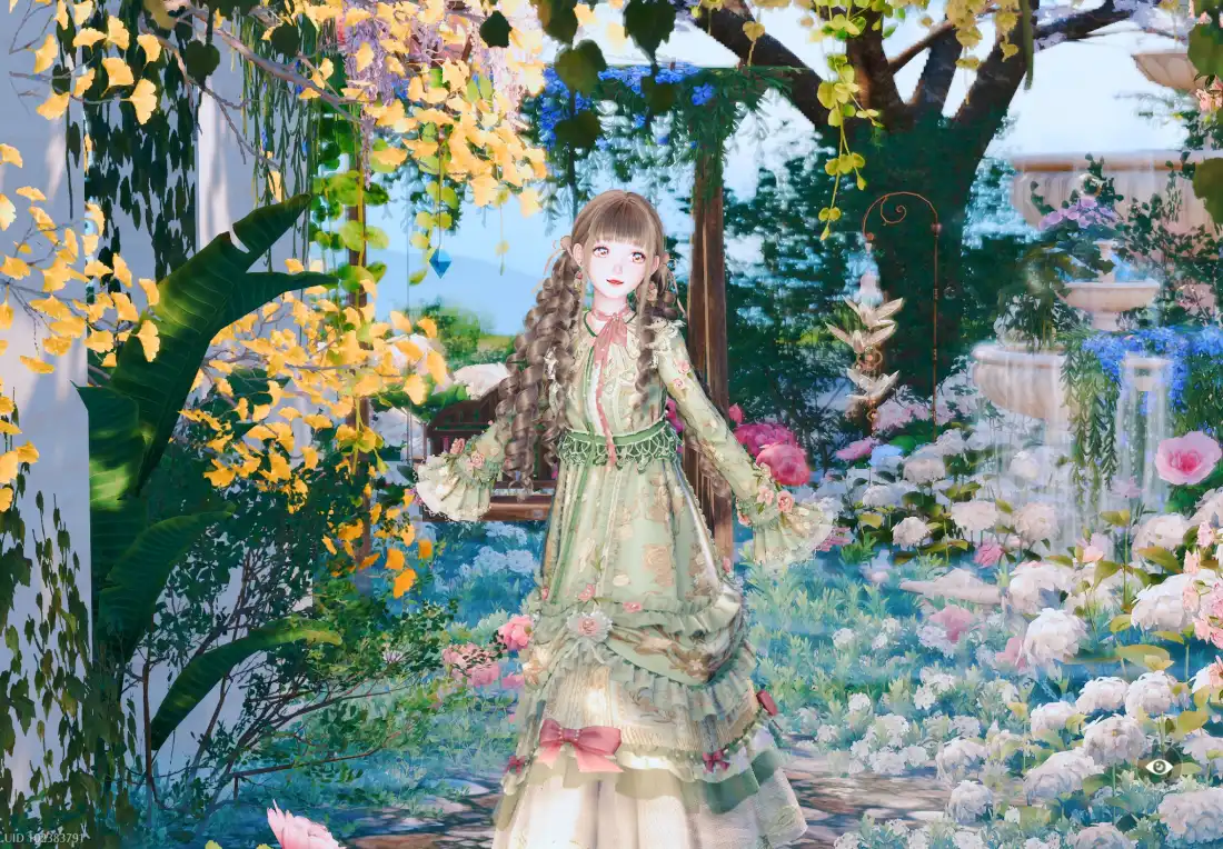 2k苏暖暖壁纸｜花园背景图片 - 洛丽塔长裙少女花丛「哲风壁纸」