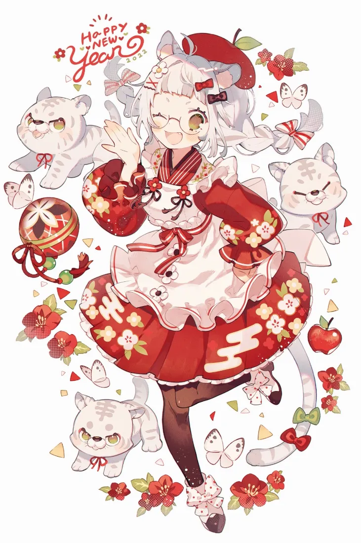 猫耳少女新年手机壁纸|白虎红花背景图片 - 红裙迎春「哲风壁纸」 猫耳少女新年手机壁纸|白虎红花背景图片 - 红裙迎春「哲风壁纸」