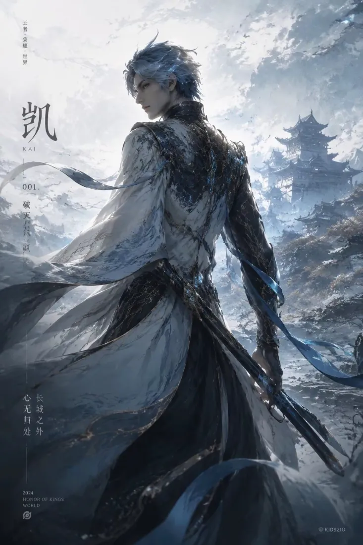 铠手机壁纸|云雾古风背景图片 - 持剑蓝发游戏角色「哲风壁纸」 铠手机壁纸|云雾古风背景图片 - 持剑蓝发游戏角色「哲风壁纸」