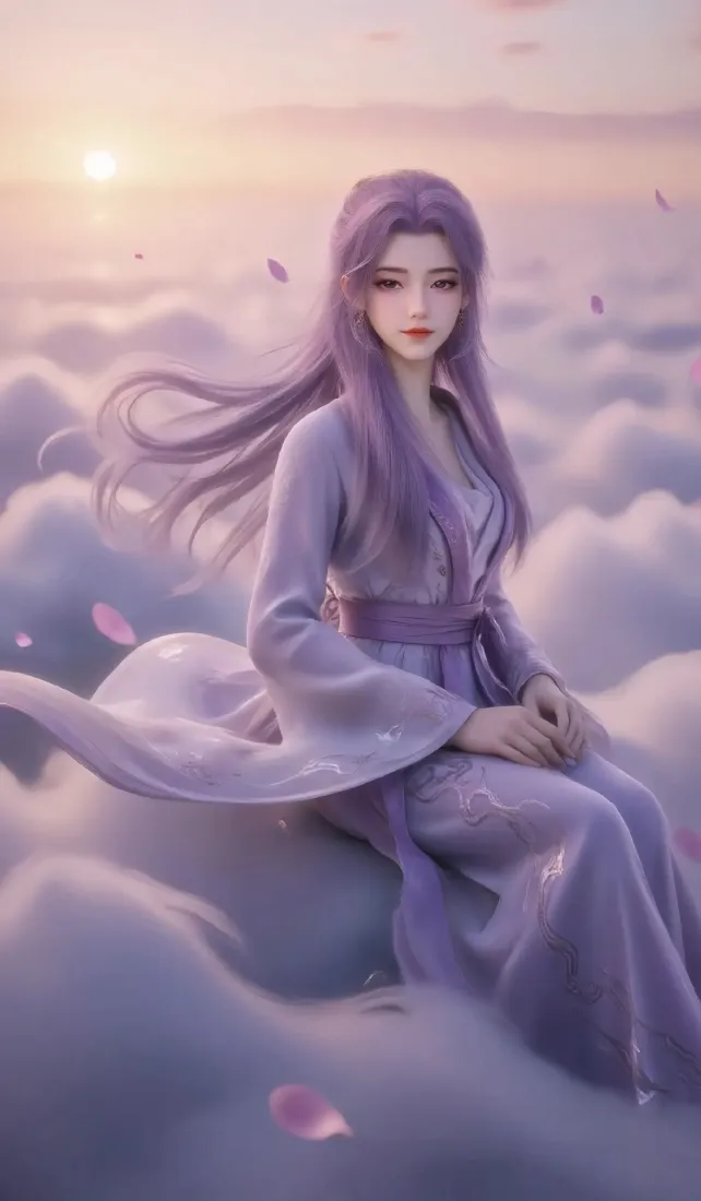 云霄仙子手机壁纸|云海日出背景图片 - 紫发古风仙裙「哲风壁纸」 云霄仙子手机壁纸|云海日出背景图片 - 紫发古风仙裙「哲风壁纸」
