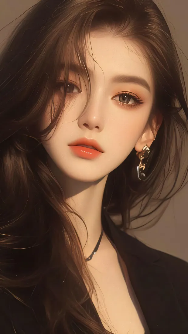 御姐美女|暖棕调人像背景图片 - 黑西装卷发氛围感「哲风壁纸」 御姐美女|暖棕调人像背景图片 - 黑西装卷发氛围感「哲风壁纸」