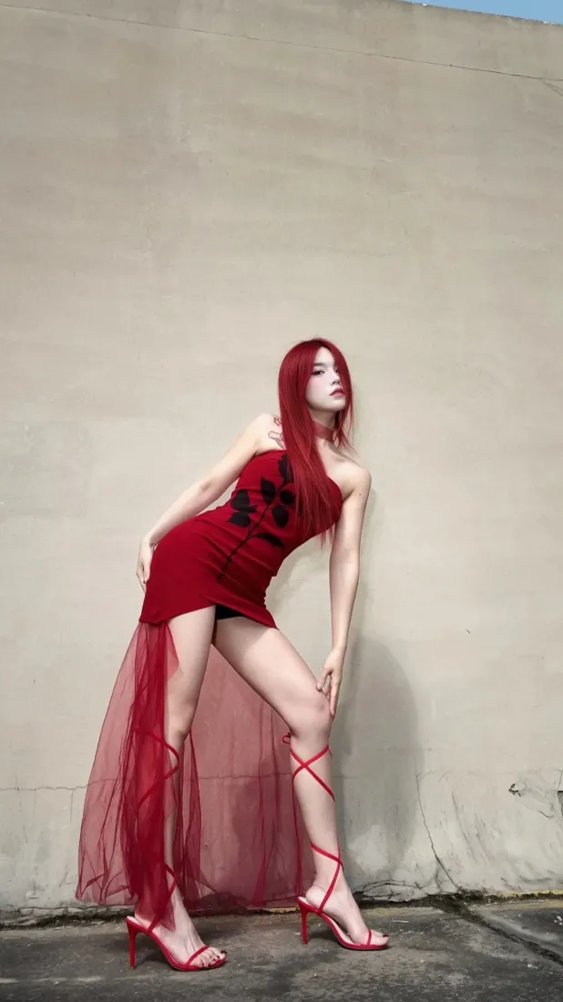 红发美女手机壁纸|红色纱裙背景图片 - 御姐风穿搭写真「哲风壁纸」 红发美女手机壁纸|红色纱裙背景图片 - 御姐风穿搭写真「哲风壁纸」