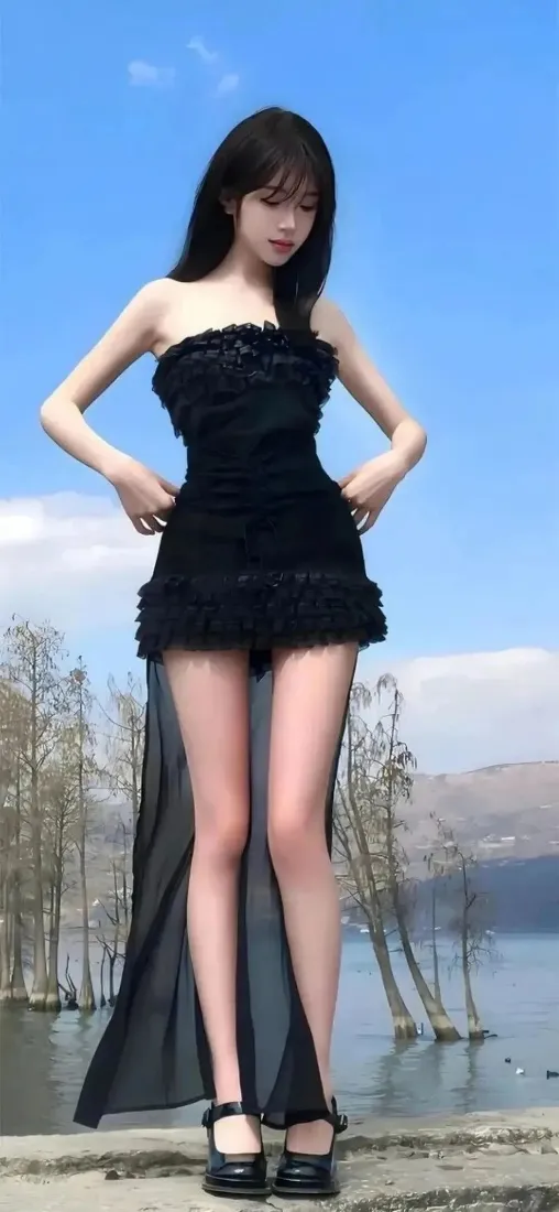 黑裙美女手机壁纸|湖边蓝天背景图片 - 户外写真「哲风壁纸」 黑裙美女手机壁纸|湖边蓝天背景图片 - 户外写真「哲风壁纸」