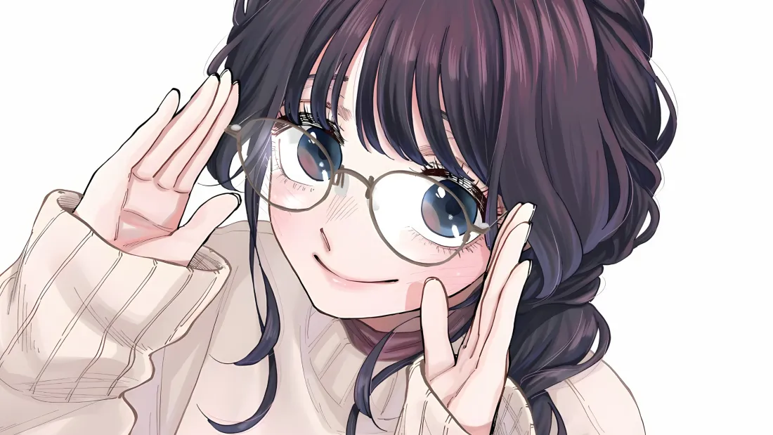 3k眼镜少女壁纸|托脸微笑背景图片 - 紫发毛衣二次元「哲风壁纸」 3k眼镜少女壁纸|托脸微笑背景图片 - 紫发毛衣二次元「哲风壁纸」