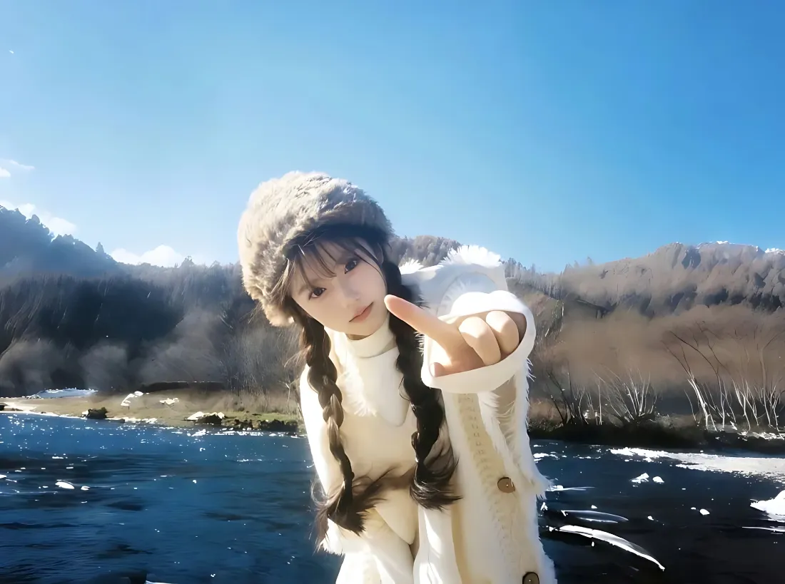 2k甜妹美女壁纸|湖水山林背景图片 - 冬日户外比心随拍「哲风壁纸」 2k甜妹美女壁纸|湖水山林背景图片 - 冬日户外比心随拍「哲风壁纸」