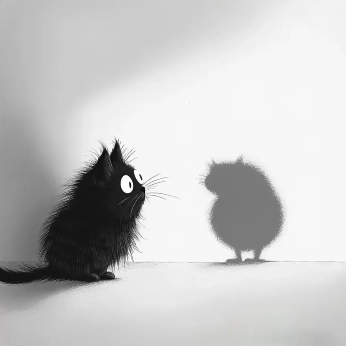 炸毛黑猫手机壁纸|黑白插画背景图片 - 可爱猫咪影子趣味「哲风壁纸」 炸毛黑猫手机壁纸|黑白插画背景图片 - 可爱猫咪影子趣味「哲风壁纸」