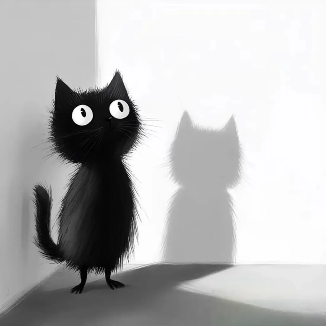 炸毛黑猫手机壁纸|白墙墙角背景图片 - 大眼萌趣卡通形象「哲风壁纸」 炸毛黑猫手机壁纸|白墙墙角背景图片 - 大眼萌趣卡通形象「哲风壁纸」
