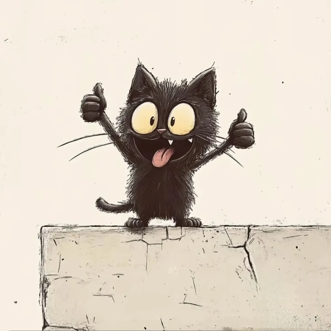 黑猫|卡通插画背景图片 - 竖大拇指搞怪萌宠「哲风壁纸」 黑猫|卡通插画背景图片 - 竖大拇指搞怪萌宠「哲风壁纸」