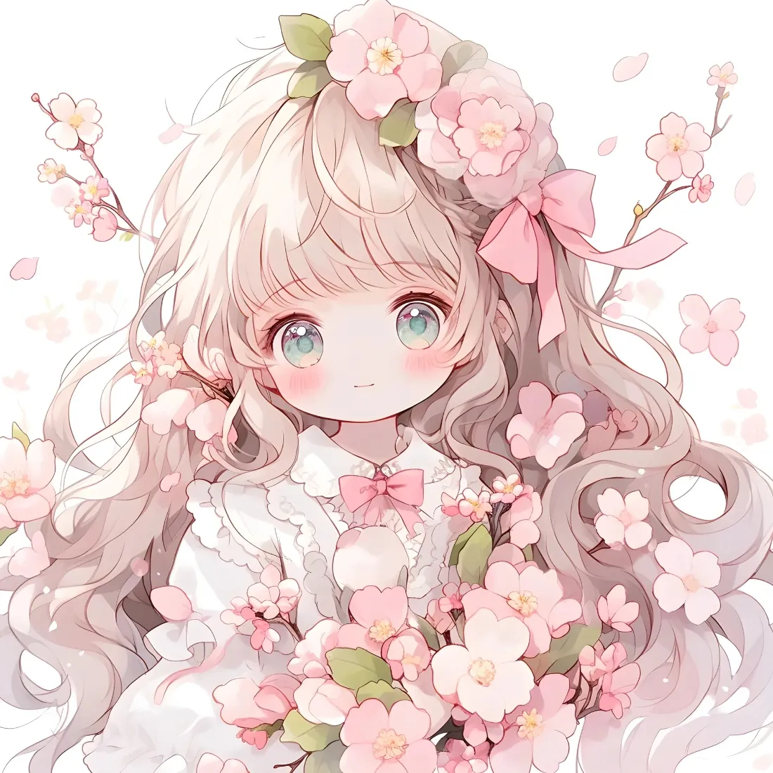 Q版樱花少女手机壁纸｜粉色可爱背景图片 - 卡通头像「哲风壁纸」