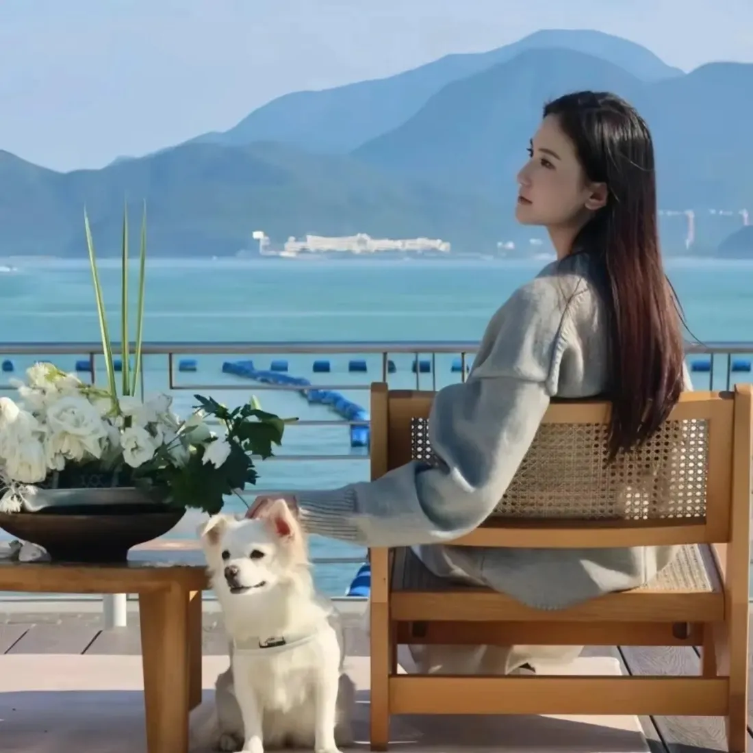 海边美女｜休闲度假背景图片 - 治愈露台撸狗日常「哲风壁纸」