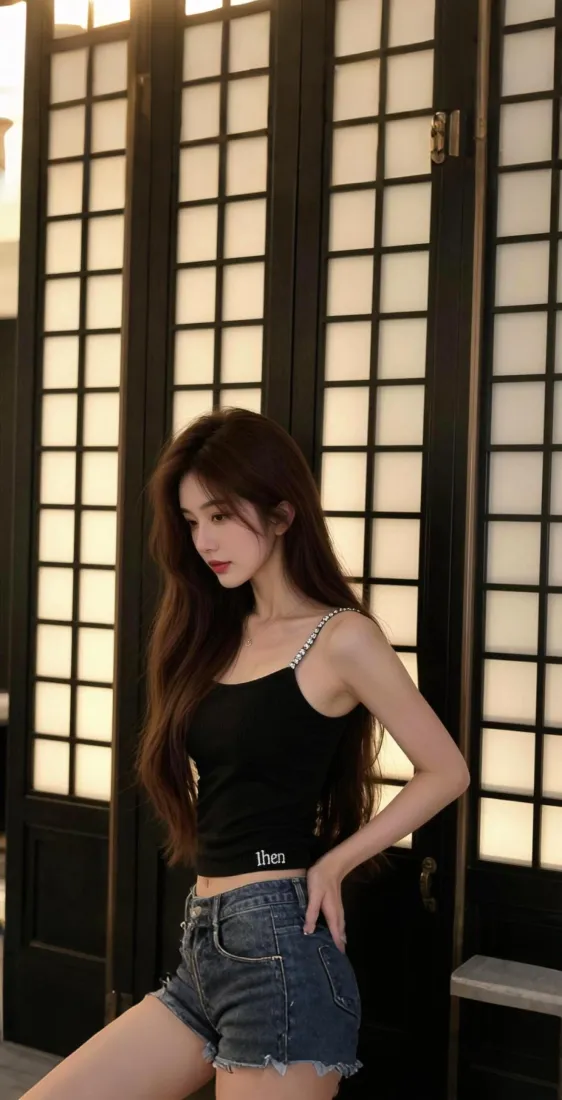 长发美女手机壁纸|格窗暖光背景图片 - 吊带牛仔短裤穿搭「哲风壁纸」 长发美女手机壁纸|格窗暖光背景图片 - 吊带牛仔短裤穿搭「哲风壁纸」