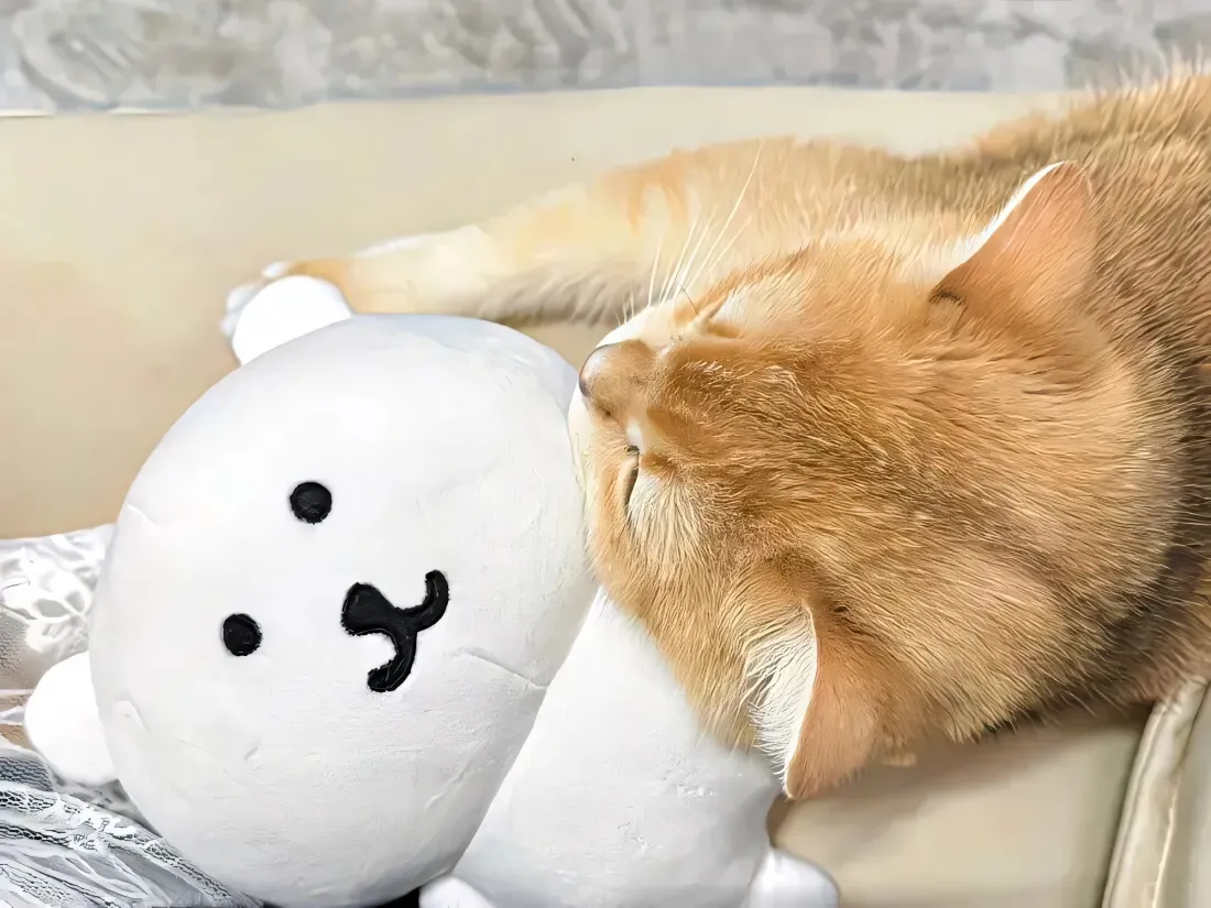 2k橘猫与自嘲熊壁纸｜沙发可爱毛绒玩偶背景图片 - 治愈日常「哲风壁纸」