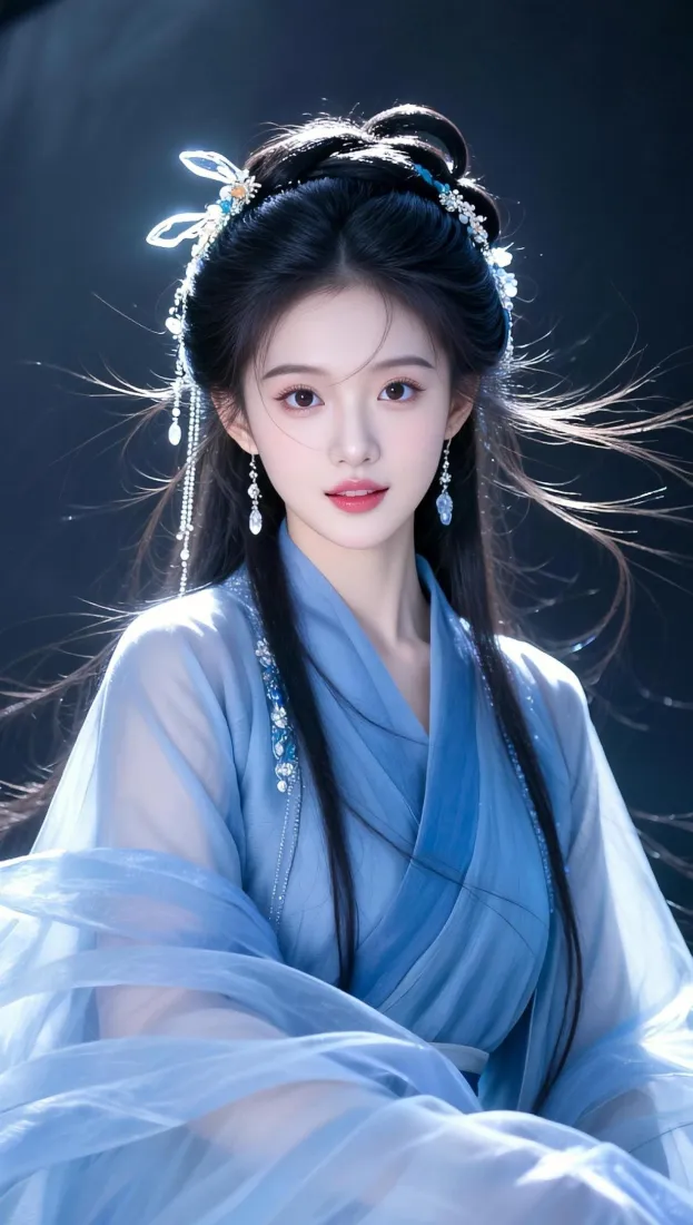 古风汉服美女手机壁纸|蓝色轻纱背景图片 - 清冷仙气造型「哲风壁纸」 古风汉服美女手机壁纸|蓝色轻纱背景图片 - 清冷仙气造型「哲风壁纸」