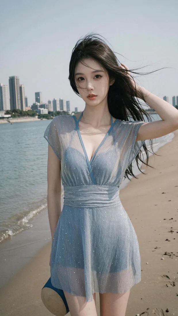 海边美女手机壁纸|沙滩背景图片 - 蓝裙长发清新「哲风壁纸」 海边美女手机壁纸|沙滩背景图片 - 蓝裙长发清新「哲风壁纸」