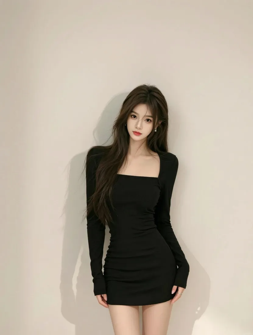 黑衣长发美女手机壁纸|纯欲风背景图片 - 黑色包臀裙穿搭「哲风壁纸」 黑衣长发美女手机壁纸|纯欲风背景图片 - 黑色包臀裙穿搭「哲风壁纸」