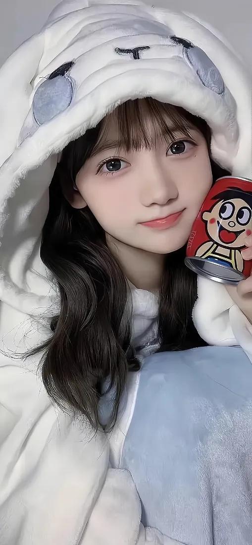 玉桂狗睡衣美女手机壁纸｜居家自拍背景图片 - 软萌甜妹手持旺仔玩偶「哲风壁纸」