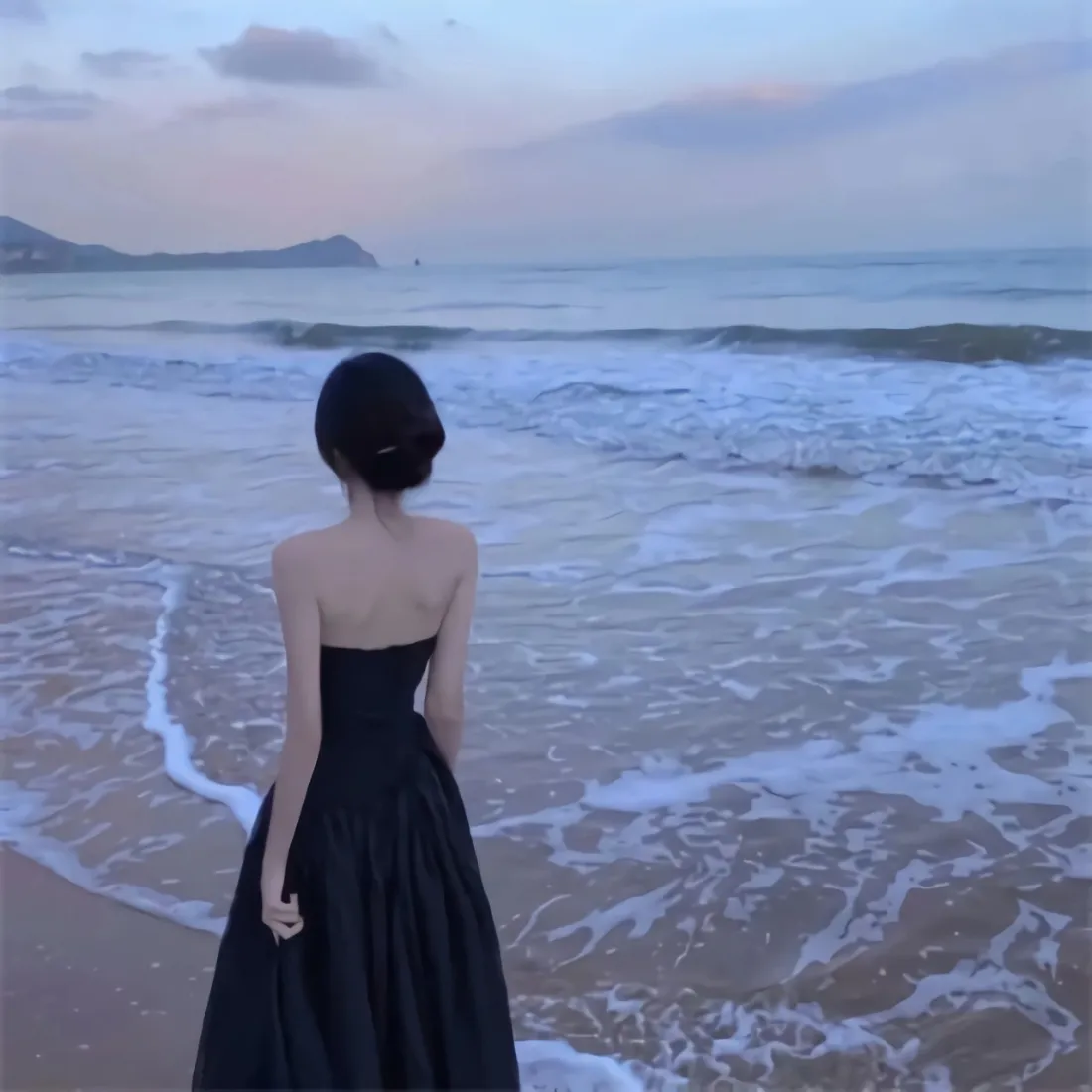 海边美女背影手机壁纸|黄昏海岸背景图片 - 黑裙女生「哲风壁纸」 海边美女背影手机壁纸|黄昏海岸背景图片 - 黑裙女生「哲风壁纸」