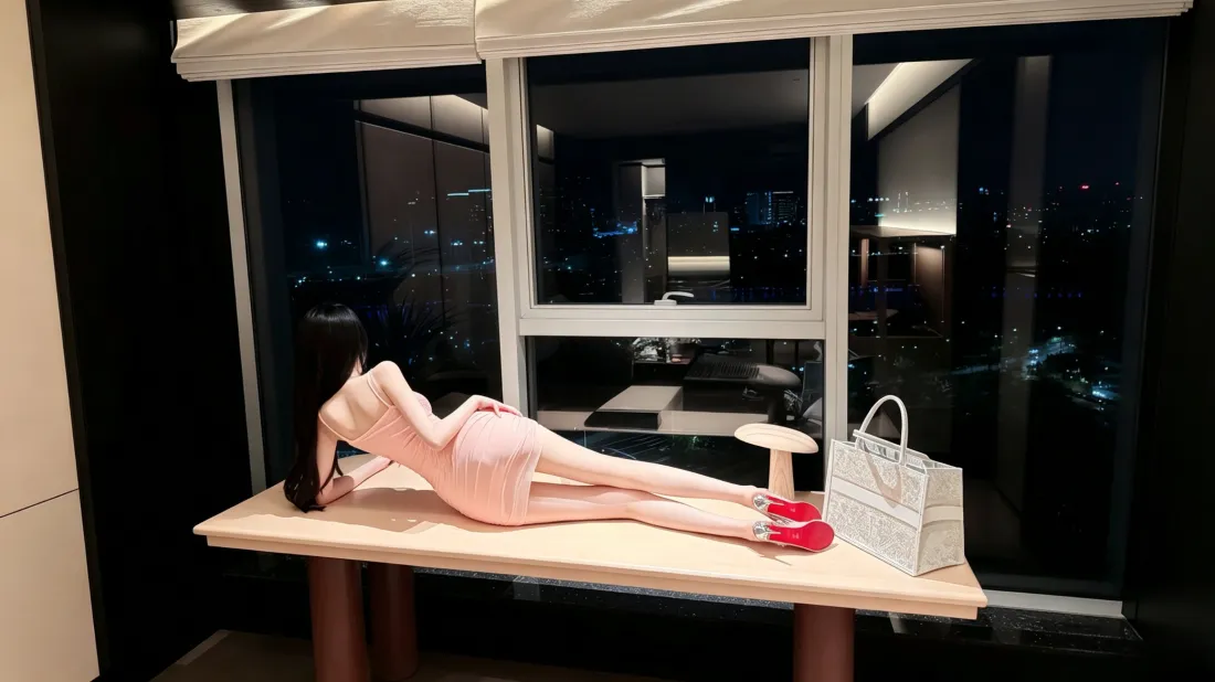 3k粉裙美女壁纸|窗边夜景背景图片 - 侧躺木桌「哲风壁纸」 3k粉裙美女壁纸|窗边夜景背景图片 - 侧躺木桌「哲风壁纸」