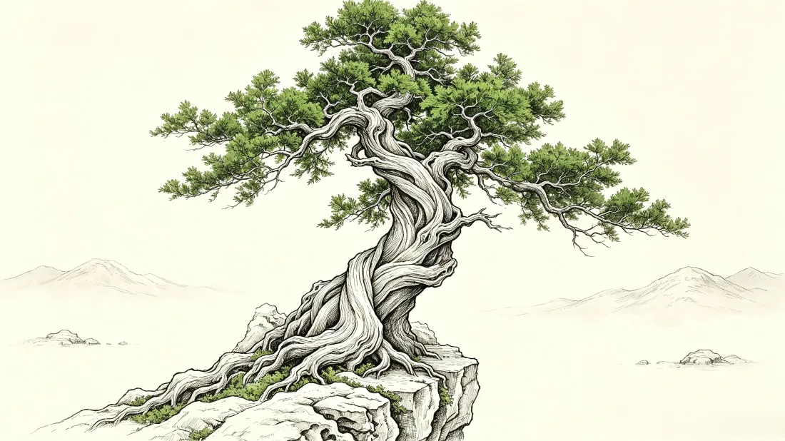 3k古松|国风线描淡彩背景图片 - 崖石盘根山水写意「哲风壁纸」 3k古松|国风线描淡彩背景图片 - 崖石盘根山水写意「哲风壁纸」