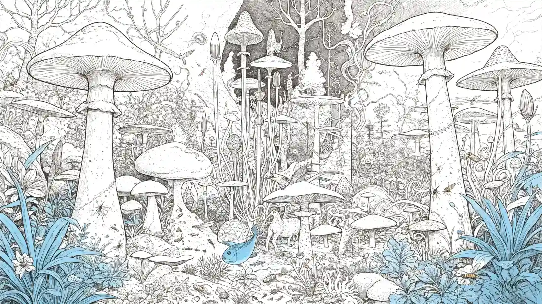 3k蘑菇森林线稿|奇幻森林背景图片 - 手绘童话场景「哲风壁纸」 3k蘑菇森林线稿|奇幻森林背景图片 - 手绘童话场景「哲风壁纸」