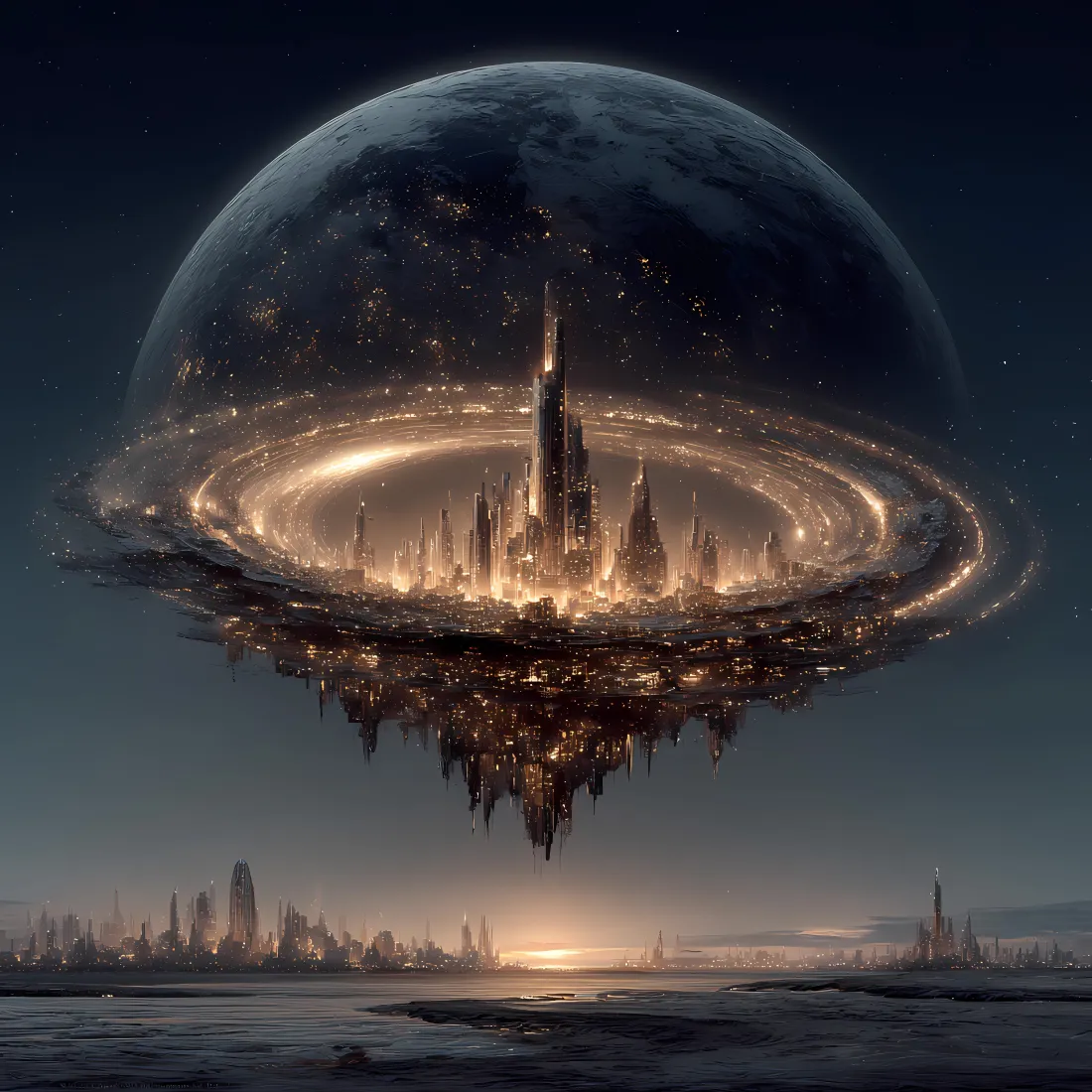 悬浮太空城市手机壁纸｜宇宙科幻背景图片 - 未来都市幻想「哲风壁纸」