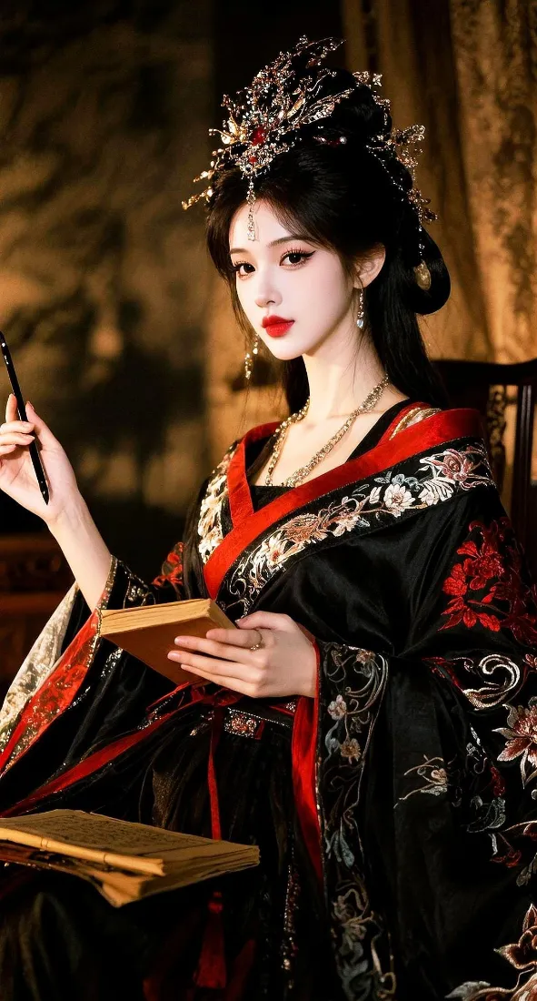 古风汉服美人手机壁纸|黑红古装背景图片 - 执笔看书「哲风壁纸」 古风汉服美人手机壁纸|黑红古装背景图片 - 执笔看书「哲风壁纸」