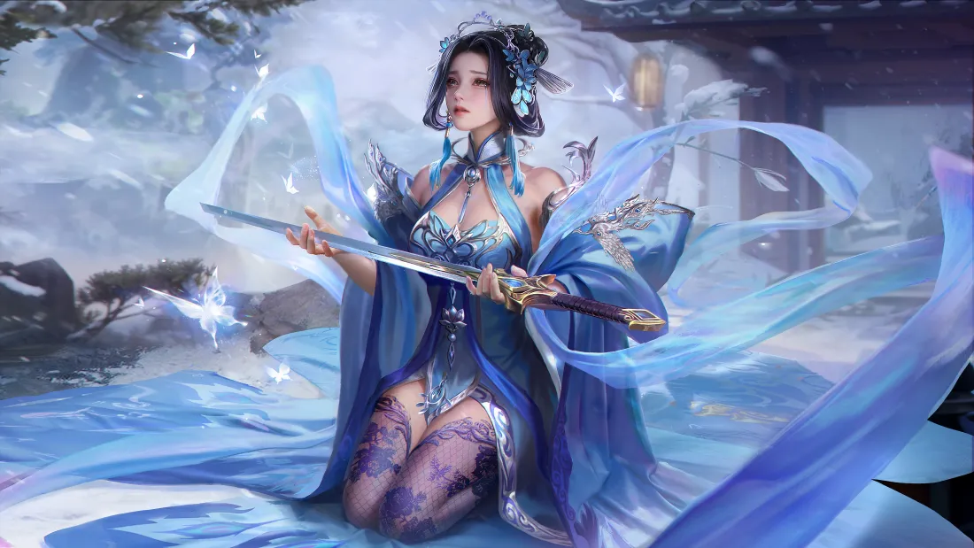 4k三国杀丁尚涴壁纸|蓝裙持剑背景图片 - 古风游戏女性立绘「哲风壁纸」 4k三国杀丁尚涴壁纸|蓝裙持剑背景图片 - 古风游戏女性立绘「哲风壁纸」