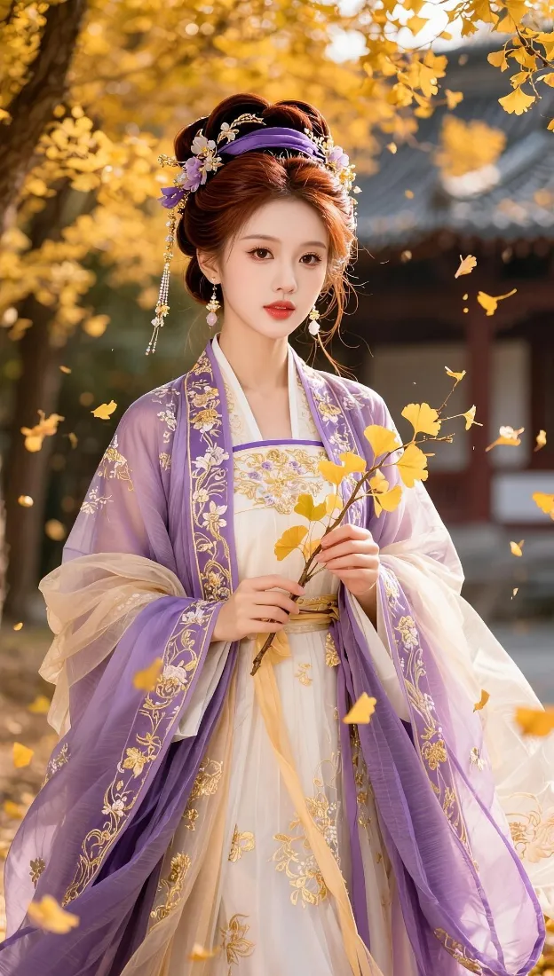 紫裙汉服美女手机壁纸|秋日银杏背景图片 - 古风氛围感写真「哲风壁纸」 紫裙汉服美女手机壁纸|秋日银杏背景图片 - 古风氛围感写真「哲风壁纸」