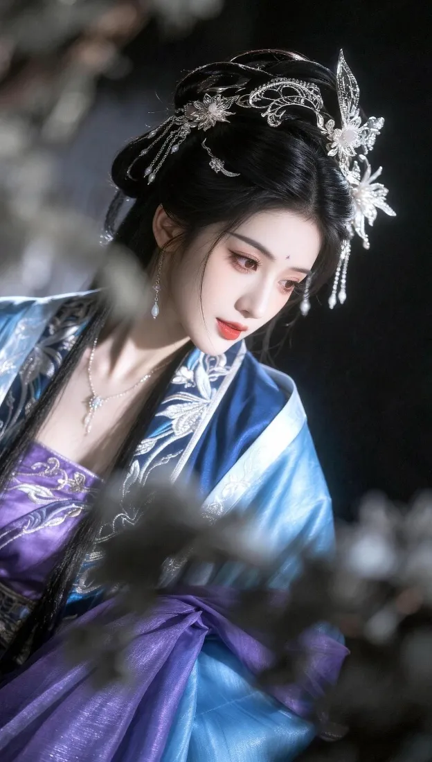 古风汉服美人手机壁纸|蓝紫古装背景图片 - 银饰清冷氛围感「哲风壁纸」 古风汉服美人手机壁纸|蓝紫古装背景图片 - 银饰清冷氛围感「哲风壁纸」