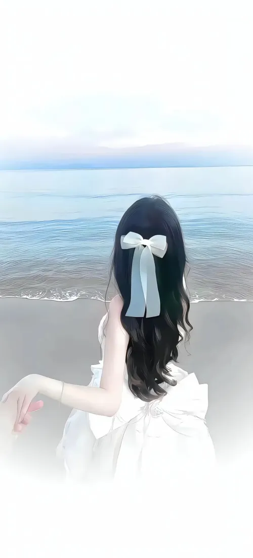 海边少女背影手机壁纸|清新治愈背景图片 - 白裙长发海边氛围感「哲风壁纸」 海边少女背影手机壁纸|清新治愈背景图片 - 白裙长发海边氛围感「哲风壁纸」