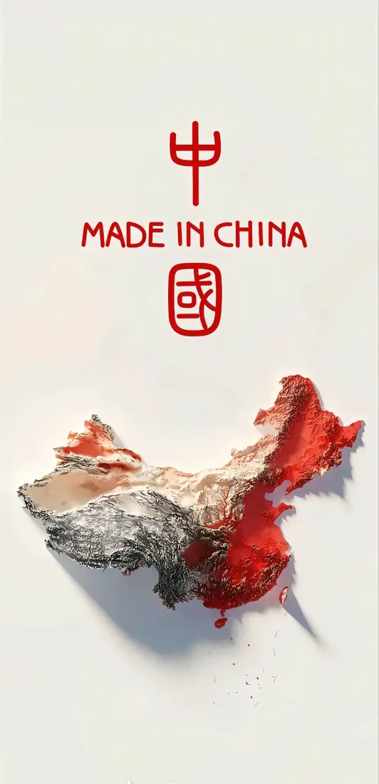 中国地图手机壁纸｜中国制造背景图片 - 红色国风艺术设计「哲风壁纸」