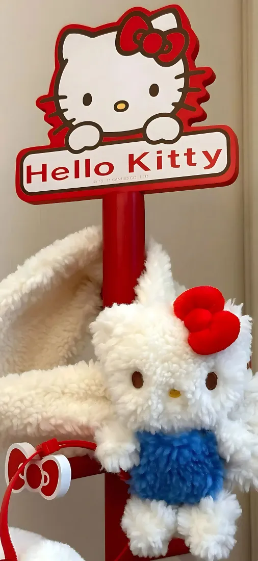 Hello Kitty手机壁纸｜可爱毛绒玩偶背景图片 - 红色蝴蝶结三丽鸥萌物「哲风壁纸」