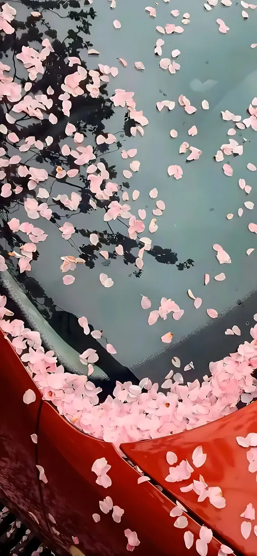 樱花花瓣｜车窗背景图片 - 春日落花氛围感「哲风壁纸」