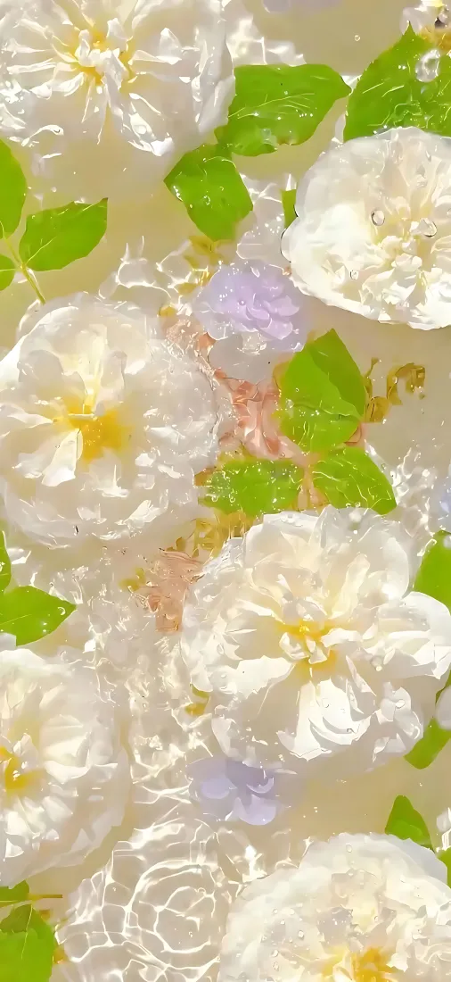 白色鲜花手机壁纸｜水面浮花背景图片 - 清新治愈「哲风壁纸」
