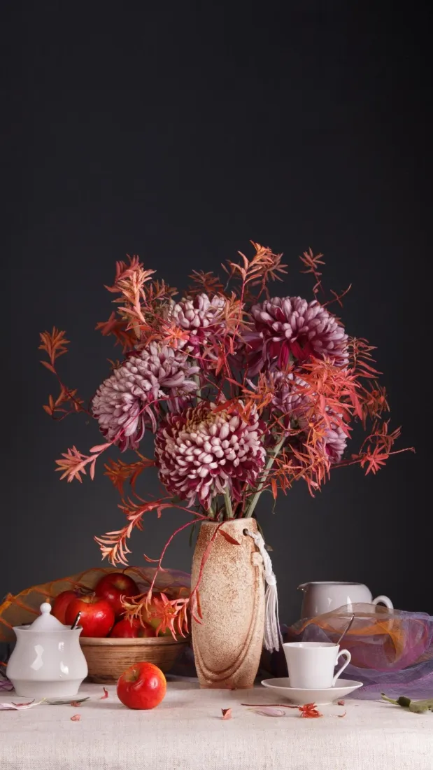 千日红花艺｜静物背景图片 - 下午茶餐桌布置「哲风壁纸」