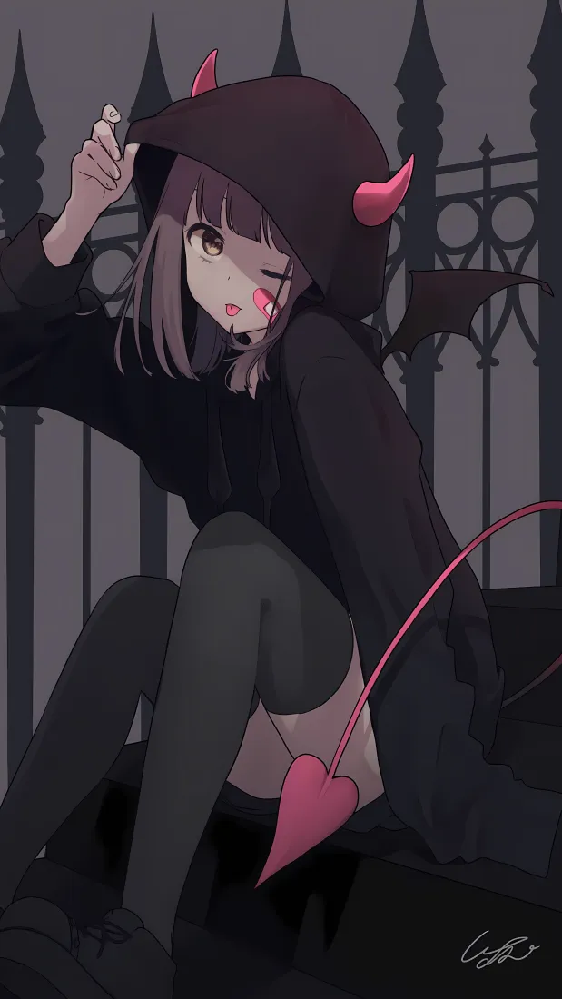 七濑胡桃手机壁纸|恶魔装少女背景图片 - 暗黑风小恶魔造型「哲风壁纸」 七濑胡桃手机壁纸|恶魔装少女背景图片 - 暗黑风小恶魔造型「哲风壁纸」