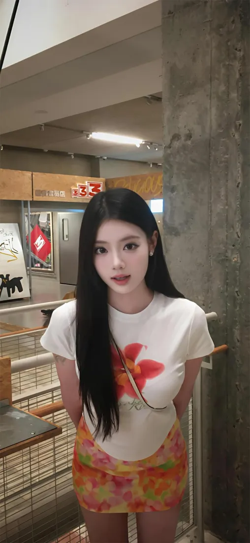 甜酷女生手机壁纸|休闲穿搭背景图片 - 黑长直印花T恤短裙随拍「哲风壁纸」 甜酷女生手机壁纸|休闲穿搭背景图片 - 黑长直印花T恤短裙随拍「哲风壁纸」