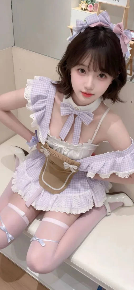 紫色女仆装少女手机壁纸|居家自拍背景图片 - 甜美可爱穿搭「哲风壁纸」 紫色女仆装少女手机壁纸|居家自拍背景图片 - 甜美可爱穿搭「哲风壁纸」