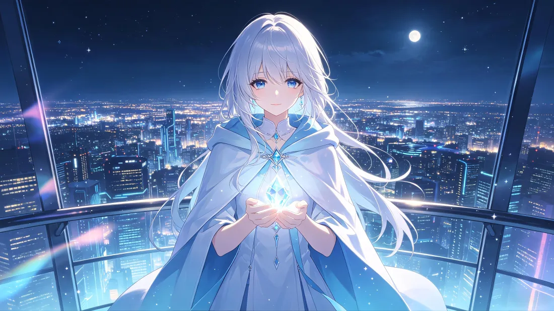 4k白发少女|夜景城市背景图片 - 月光观景台托光「哲风壁纸」 4k白发少女|夜景城市背景图片 - 月光观景台托光「哲风壁纸」